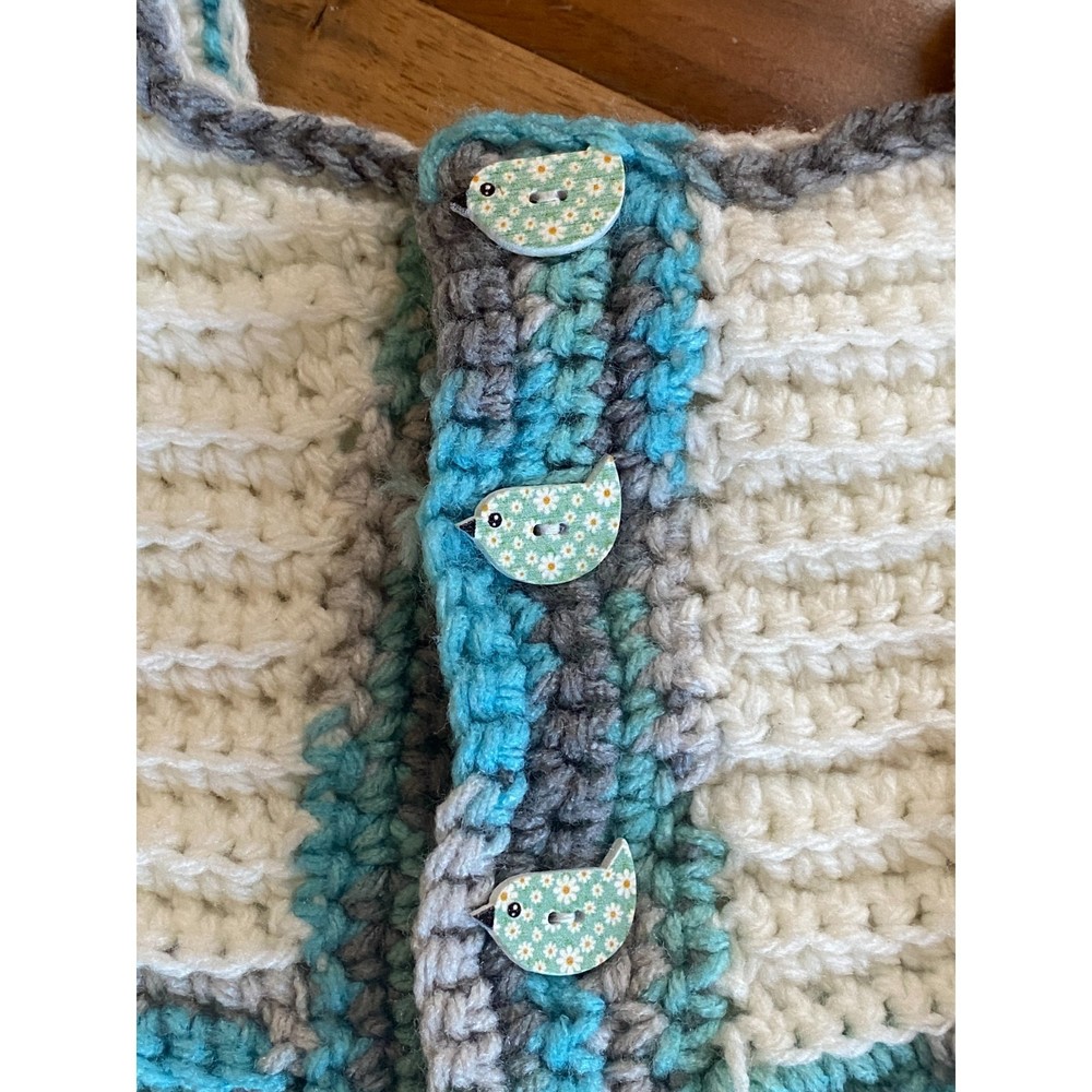 Blue Crochet Dress for Toddlers. Handmade, one of a kind. Excellent condition. - Picture 9 of 16